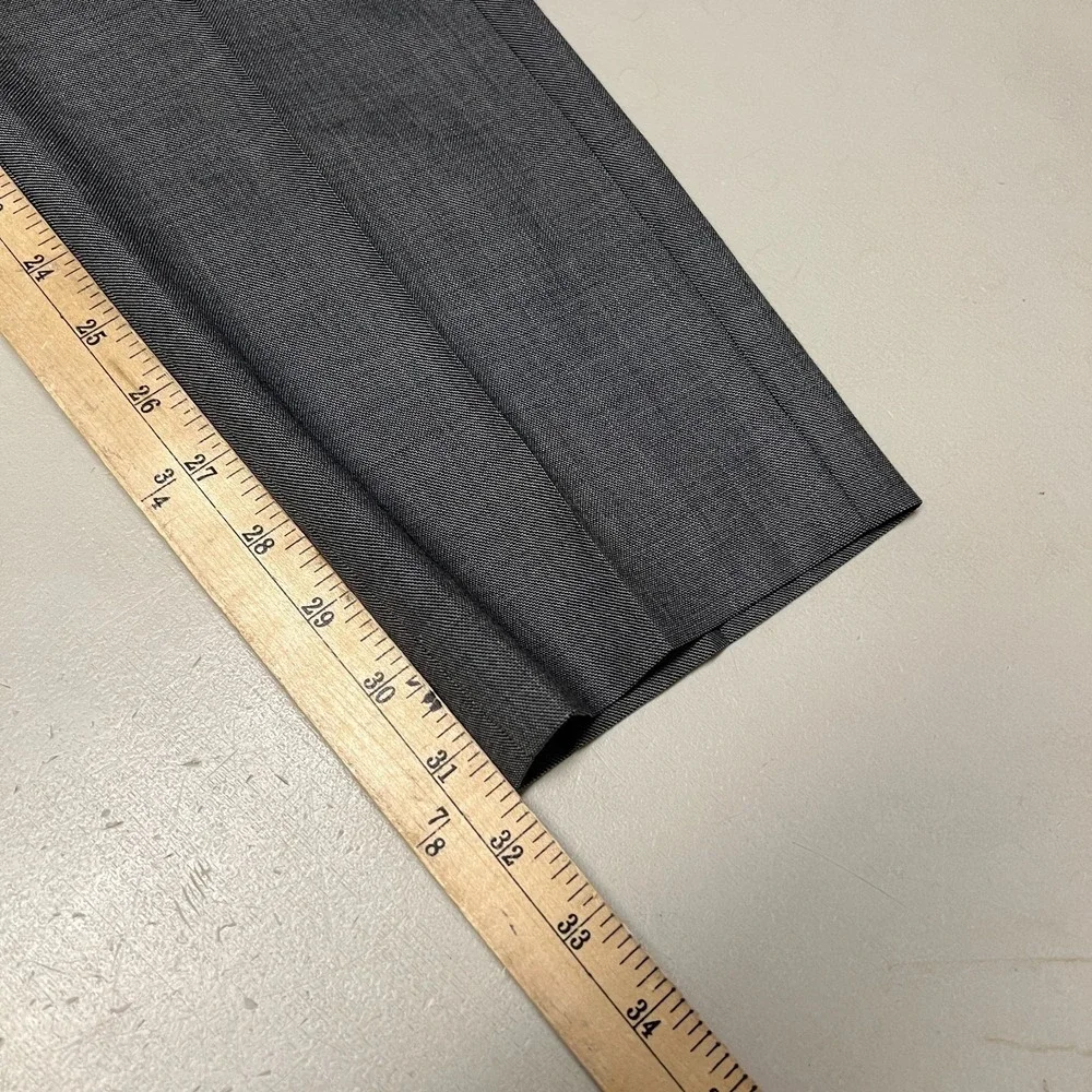 J Crew Bowery Dress Pants Mens 30x32 Dark‎ Gray Flat Front Wool Tapered